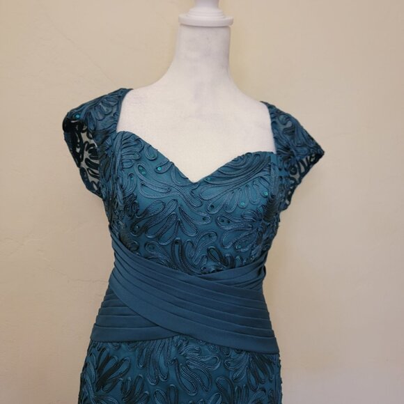 Jade by Jasmine J185068 Teal Lace A-Line Mother of the Bride, Size 2, $199 - Picture 3 of 9